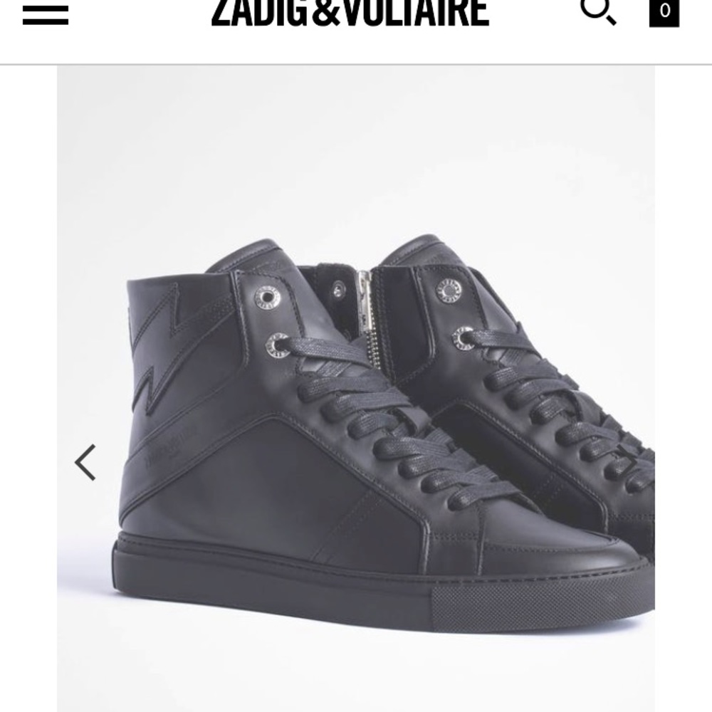 Zadig & Voltaire ZV 1747 High Flash Smooth Noir Sneakers “as is” Size 37